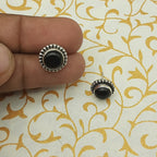 Natural Black Onyx Round Shape Bohemian Designer Earring 925 Solid Silver