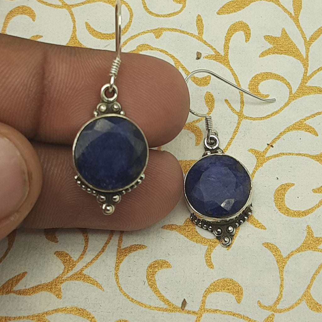 Artisan Sapphire Earrings – Small Round Stone Jewelry