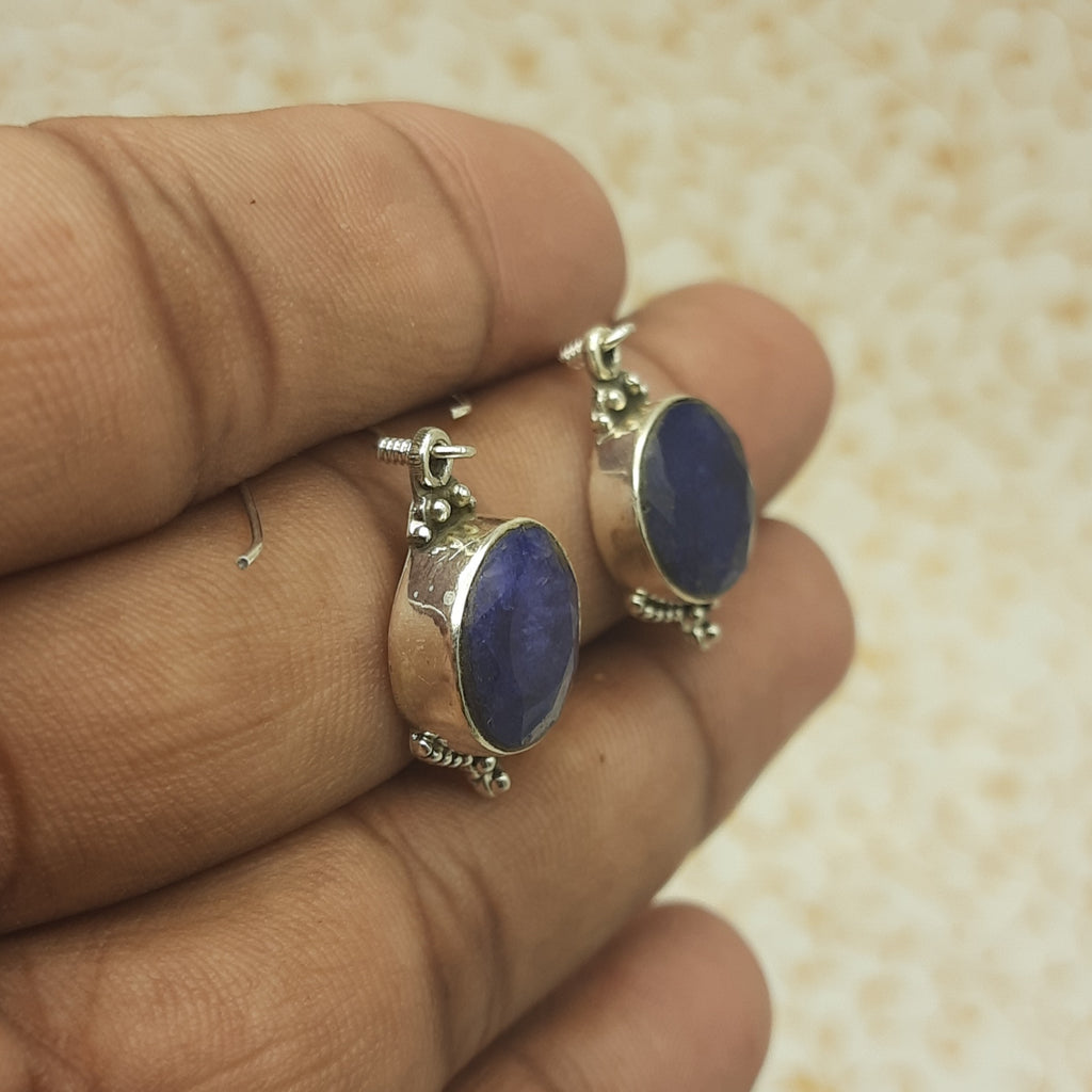 Artisan Sapphire Earrings – Small Round Stone Jewelry