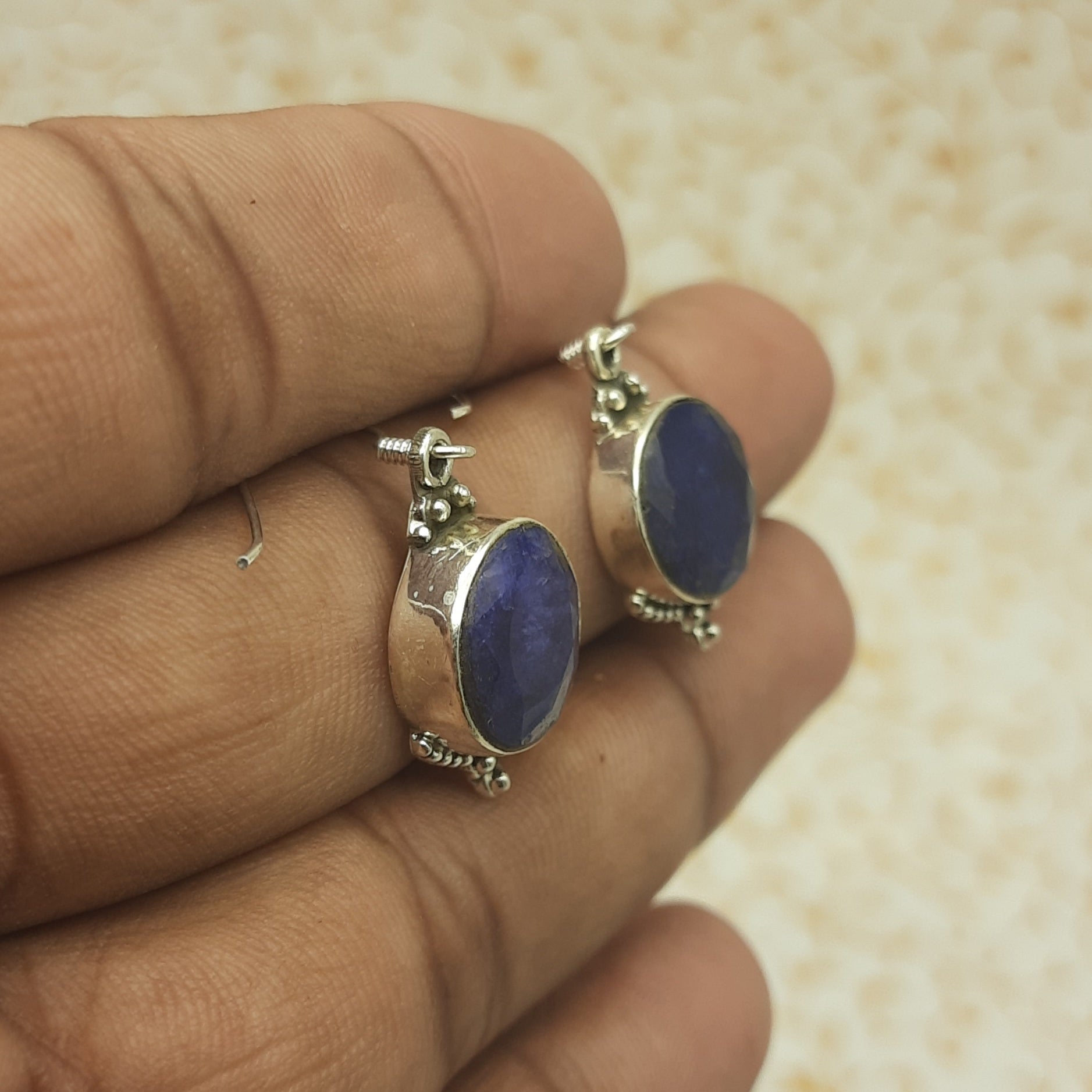 Artisan Sapphire Earrings – Small Round Stone Jewelry
