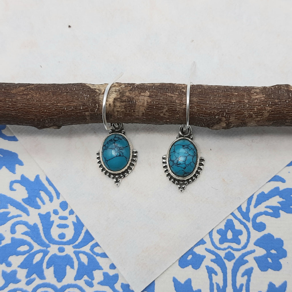 Boho Turquoise Silver Earrings – Elegant Everyday Wear