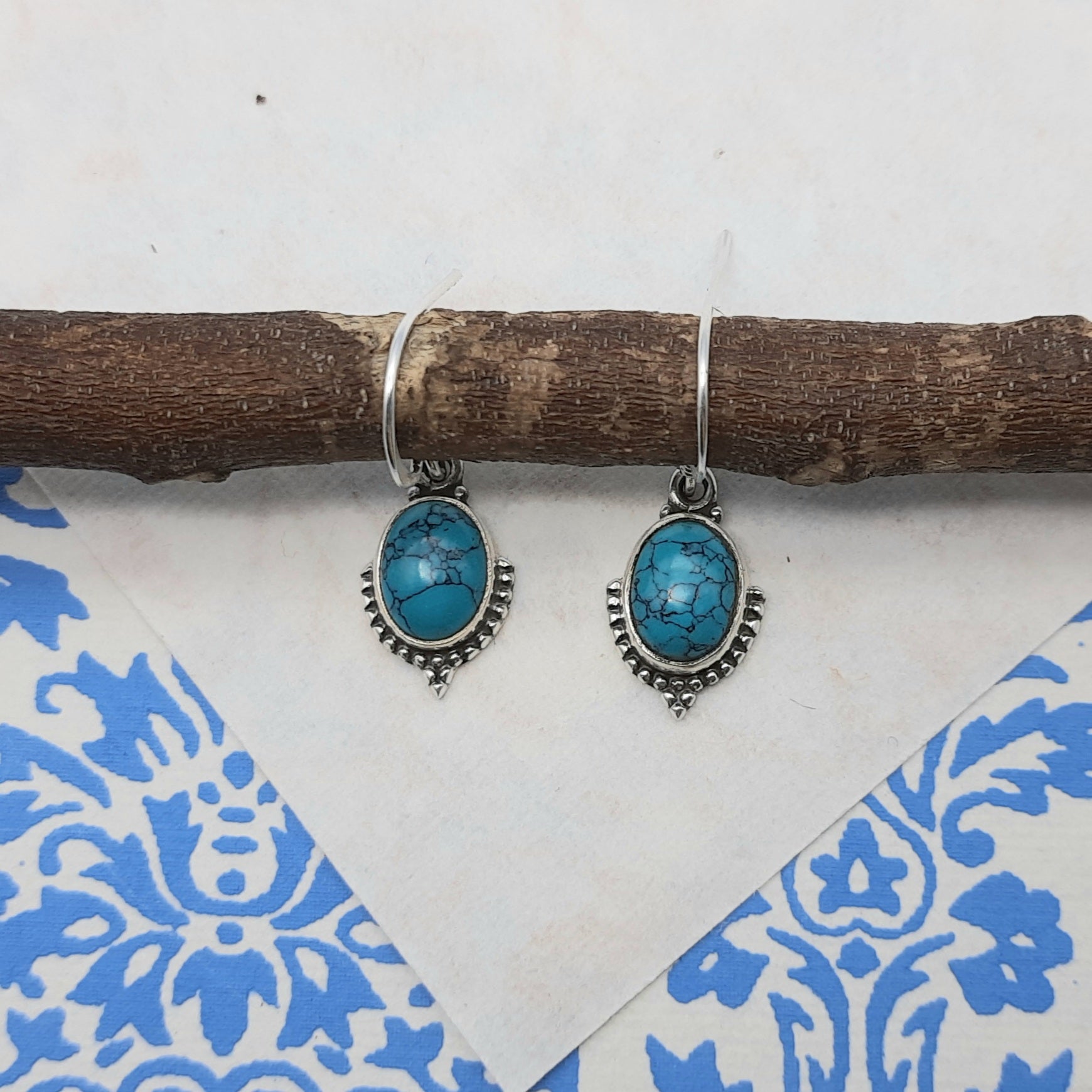 Boho Turquoise Silver Earrings – Elegant Everyday Wear