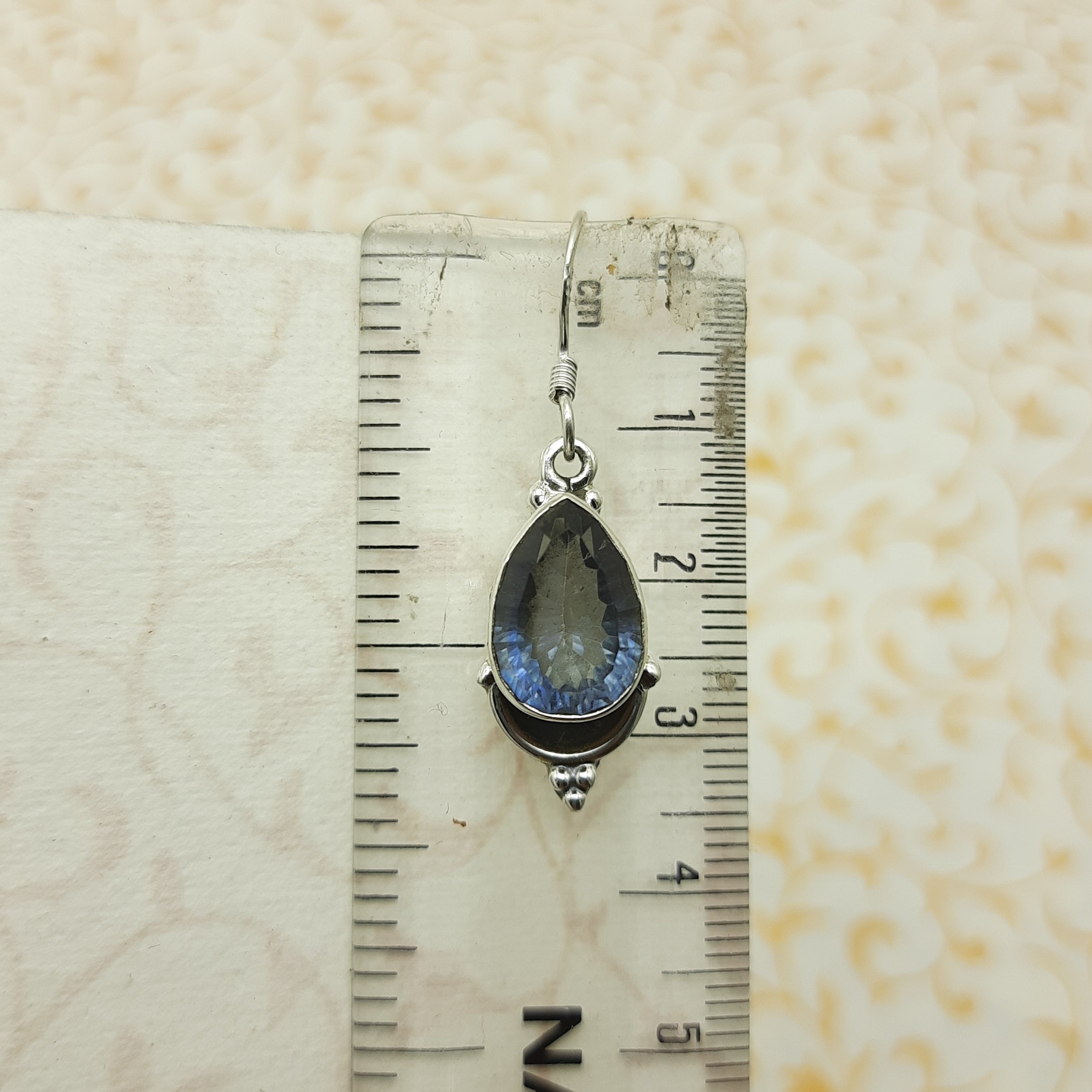 Blue Mystic Topaz Gemstone Drop Earrings – Minimal Handmade Silver Jewelry