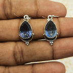 Blue Mystic Topaz Gemstone Drop Earrings – Minimal Handmade Silver Jewelry