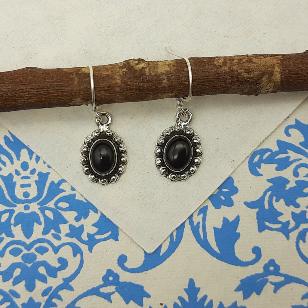 Natural Black Onyx Bohemian Designer Earring 925 Solid Silver