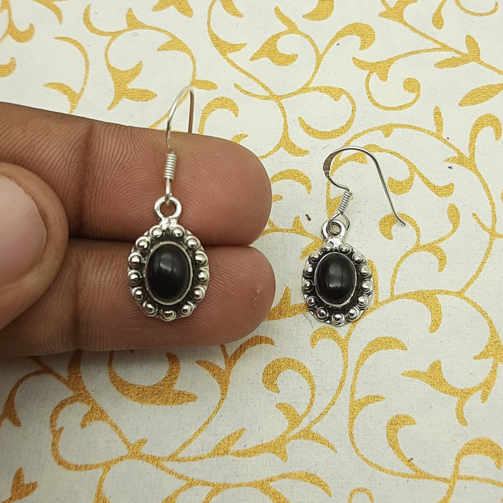 Natural Black Onyx Bohemian Designer Earring 925 Solid Silver