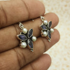 Minimal Amethyst & Pearl Jewelry – 925 Silver Handmade Dangle Earrings
