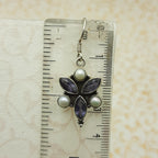 Minimal Amethyst & Pearl Jewelry – 925 Silver Handmade Dangle Earrings