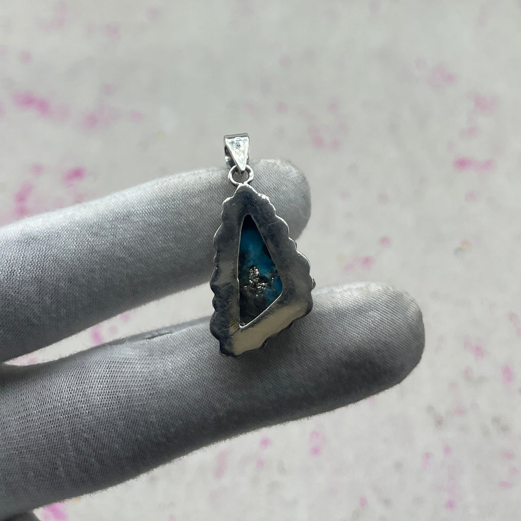 Blue Mohave Turquoise 925 Sterling Silver Handmade Pendant | Bold Tribal Statement Jewelry