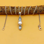 Blue Topaz Pearl 925 Silver Designer Necklace Gift Wholesale
