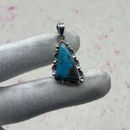 Blue Mohave Turquoise 925 Sterling Silver Handmade Pendant | Bold Tribal Statement Jewelry