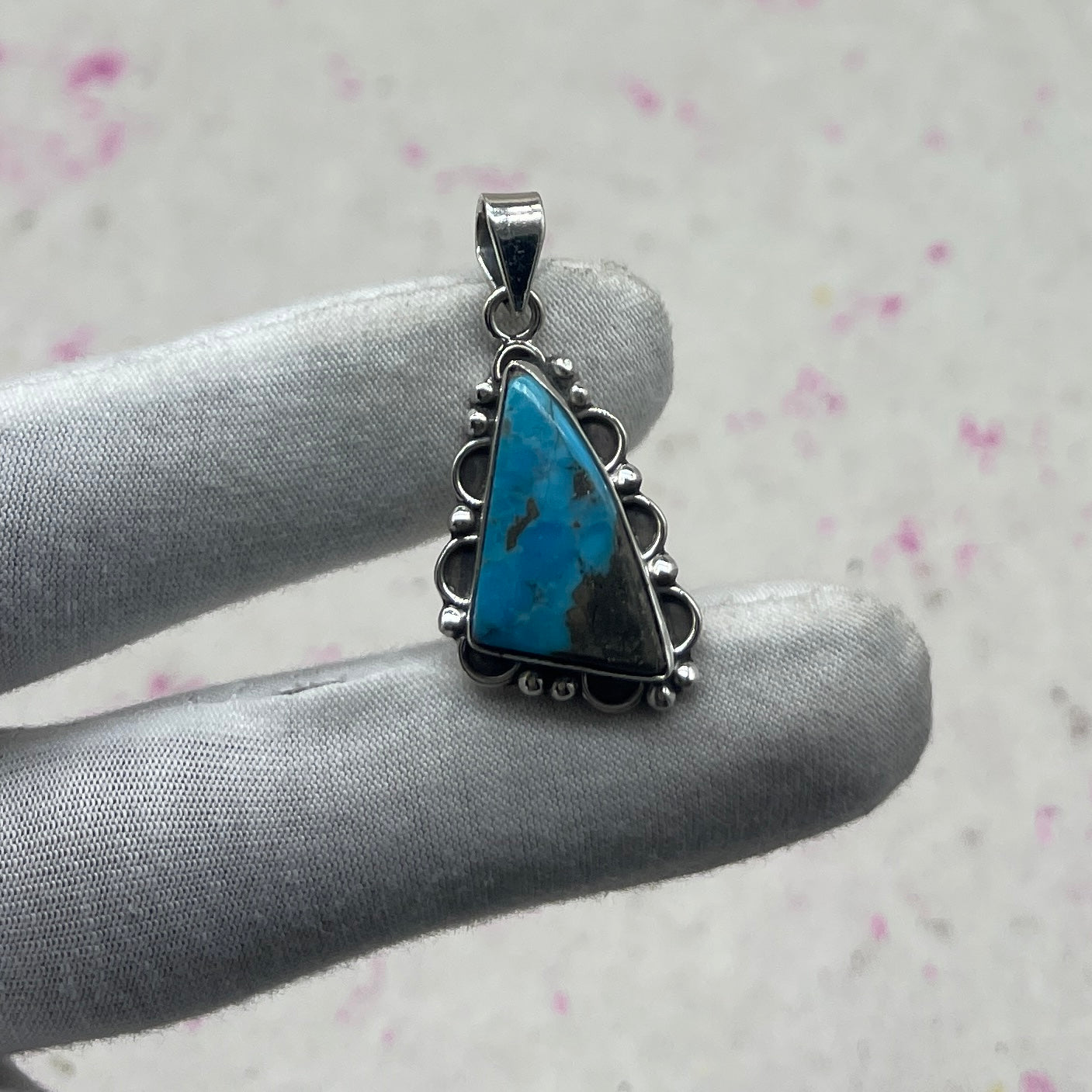 Blue Mohave Turquoise 925 Sterling Silver Handmade Pendant | Bold Tribal Statement Jewelry