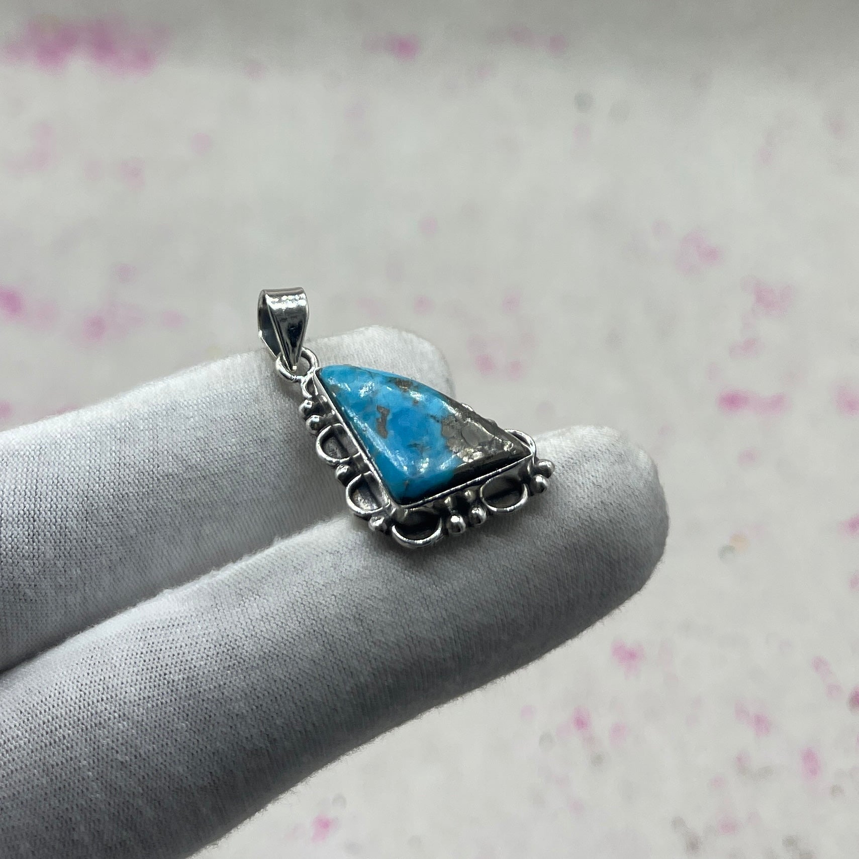 Blue Mohave Turquoise 925 Sterling Silver Handmade Pendant | Bold Tribal Statement Jewelry