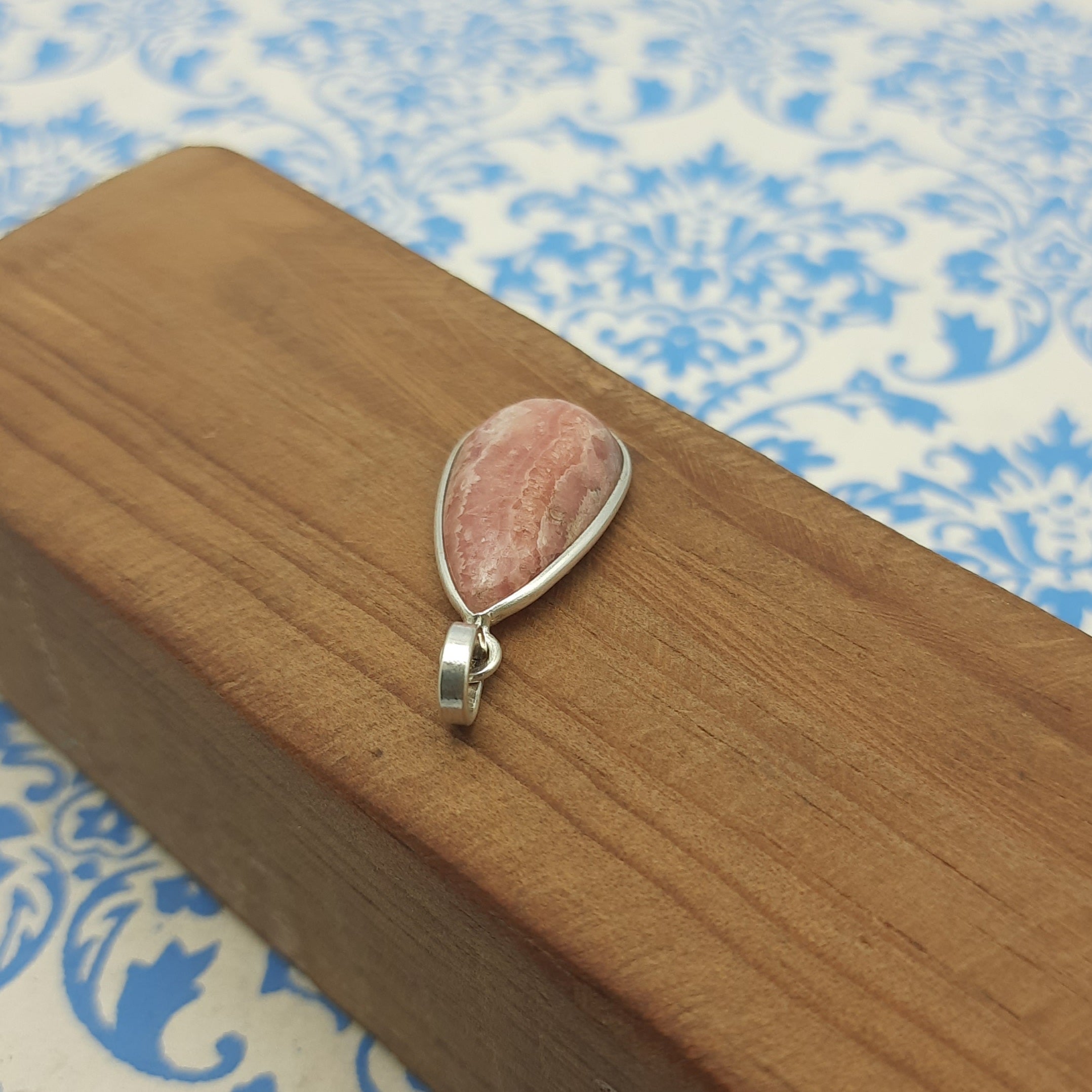 Rhodochrosite 925 Silver Bezel Dainty Pendant