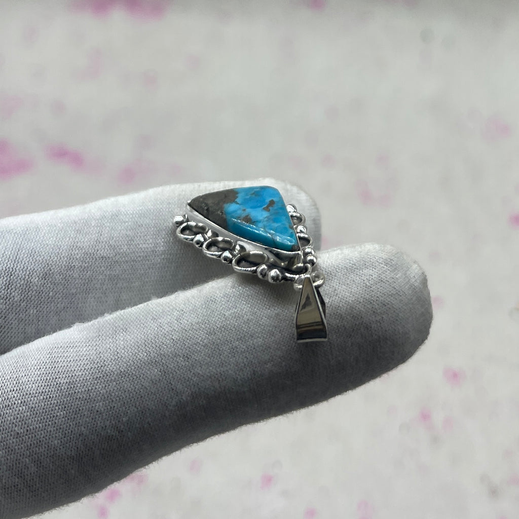 Blue Mohave Turquoise 925 Sterling Silver Handmade Pendant | Bold Tribal Statement Jewelry