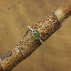 Peridot Cabochon Gemstone 925 Sterling Silver Twisted Wire Band Ring