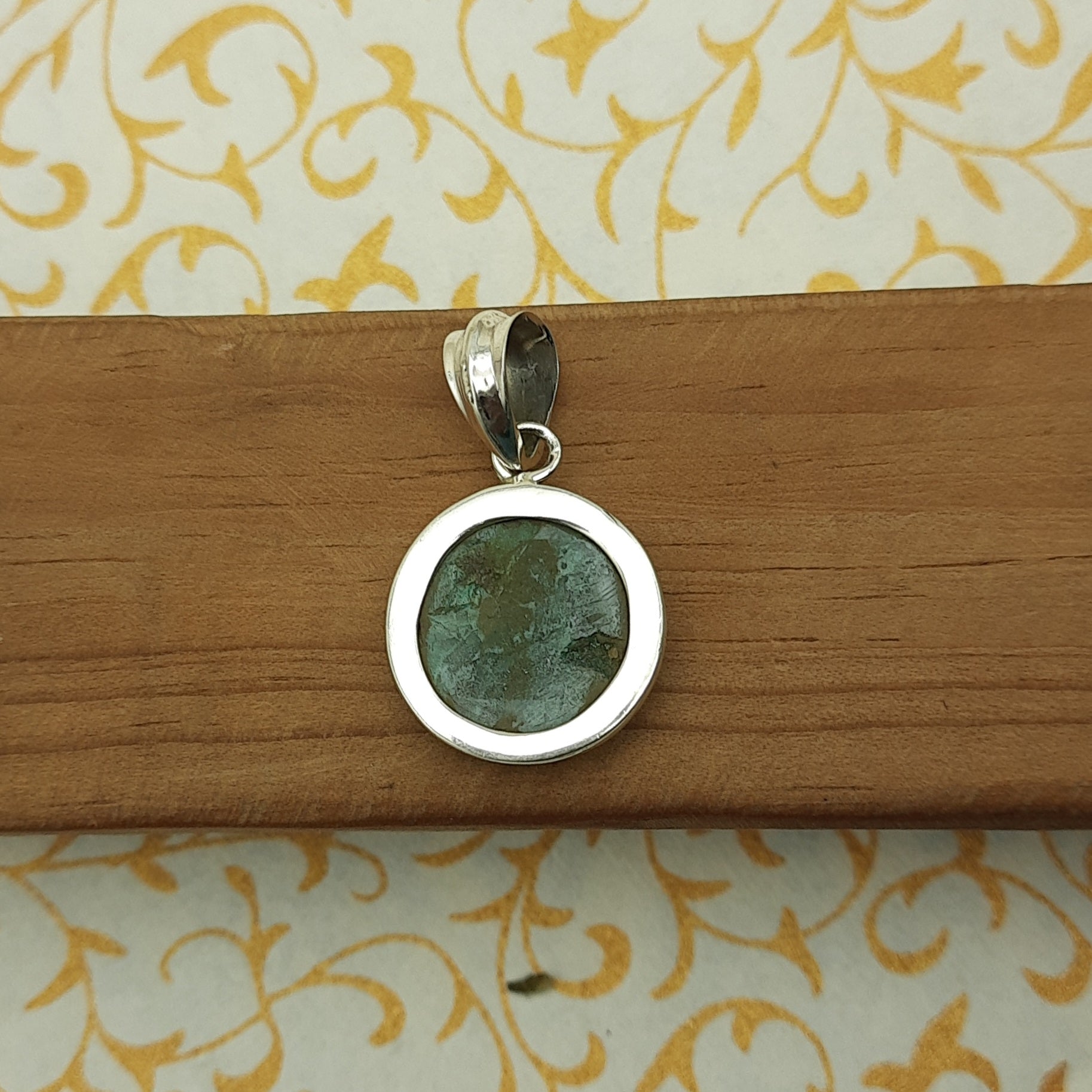 925 Sterling Silver Malachite Pendant – Natural Gemstone Handmade Tribal Bohemian Jewelry