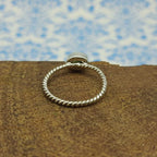 Peridot Cabochon Gemstone 925 Sterling Silver Twisted Wire Band Ring