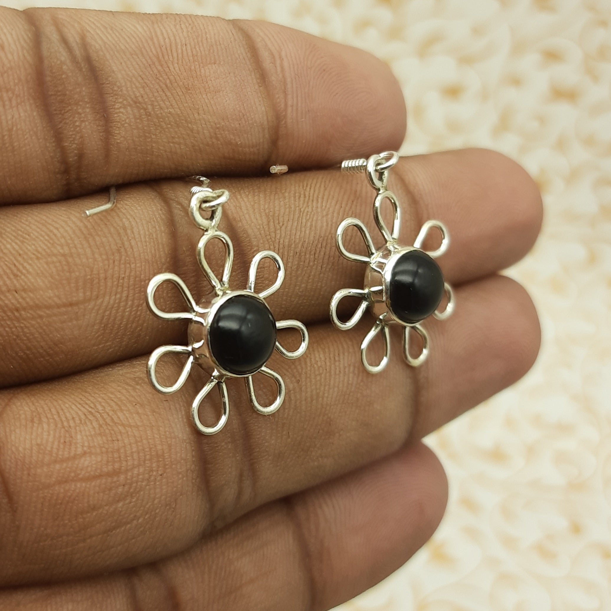 925 Sterling Silver Multi Dangle Garnet Statement Earring