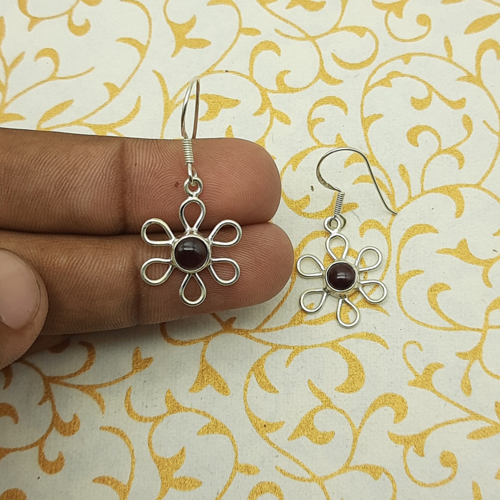 925 Sterling Silver Multi Dangle Garnet Statement Earring