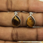 Elegant Tiger Eye Teardrop Dangle Earrings in Sterling Silver