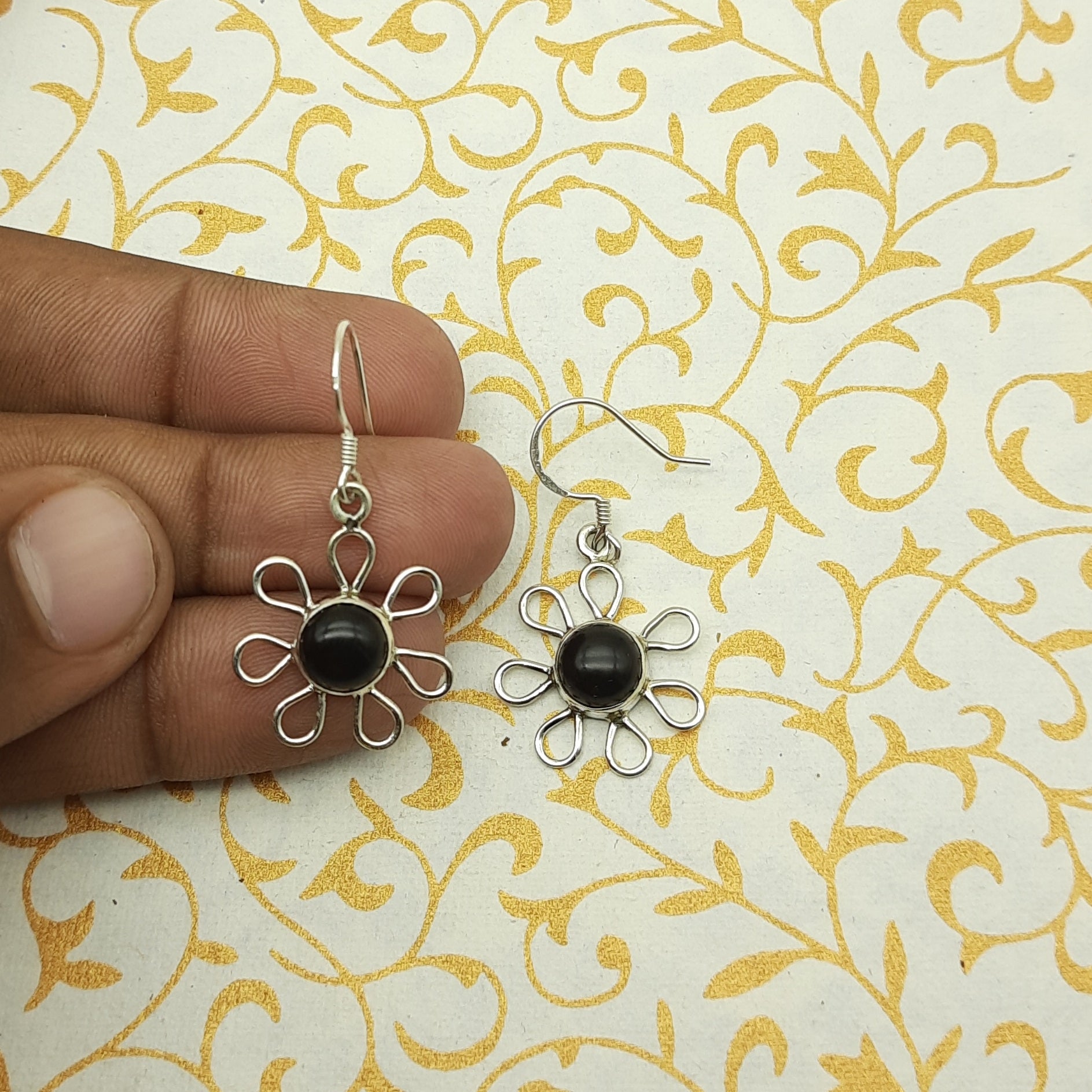 925 Silver Black Onyx Dangle Earrings – Statement Gemstone Jewelry