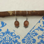 Elegant 925 Sterling Silver Oval Gemstone SunStone Earring