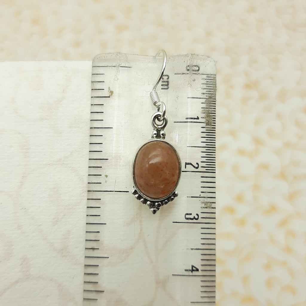 Elegant 925 Sterling Silver Oval Gemstone SunStone Earring