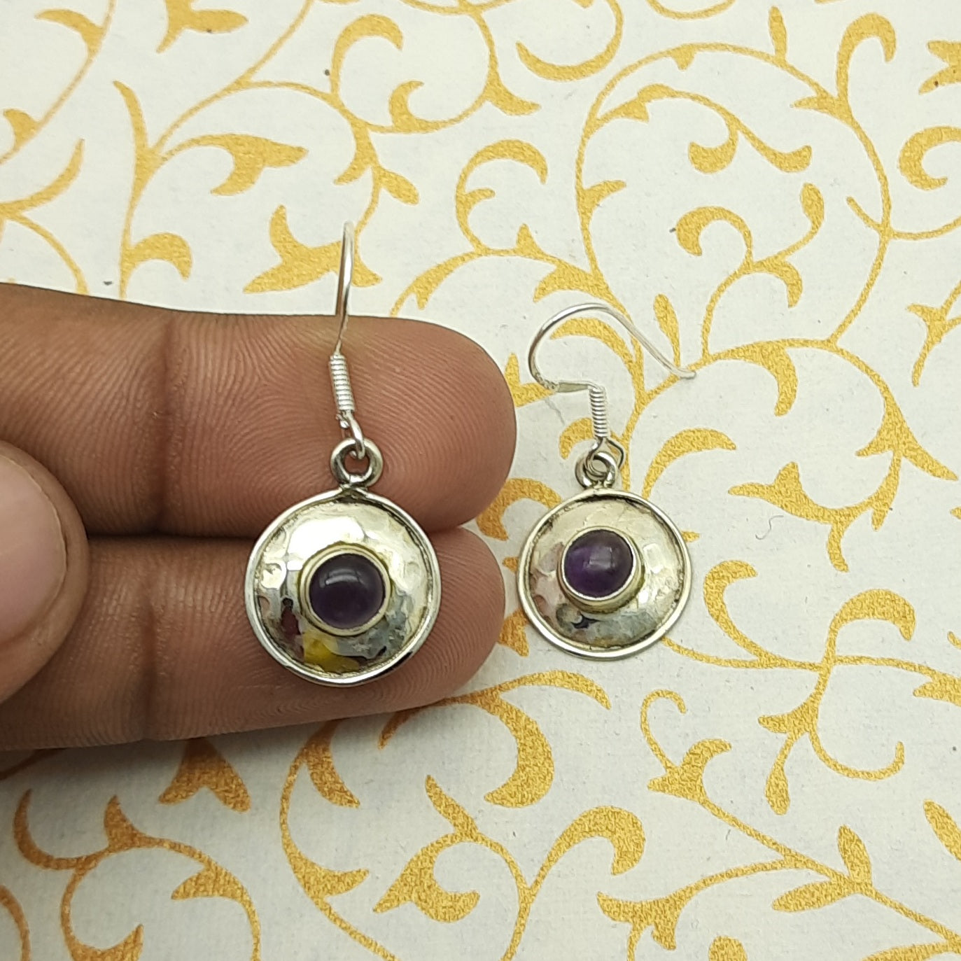 Natural Amethyst Dangle Earrings – Handmade 925 Silver Gemstone Jewelry