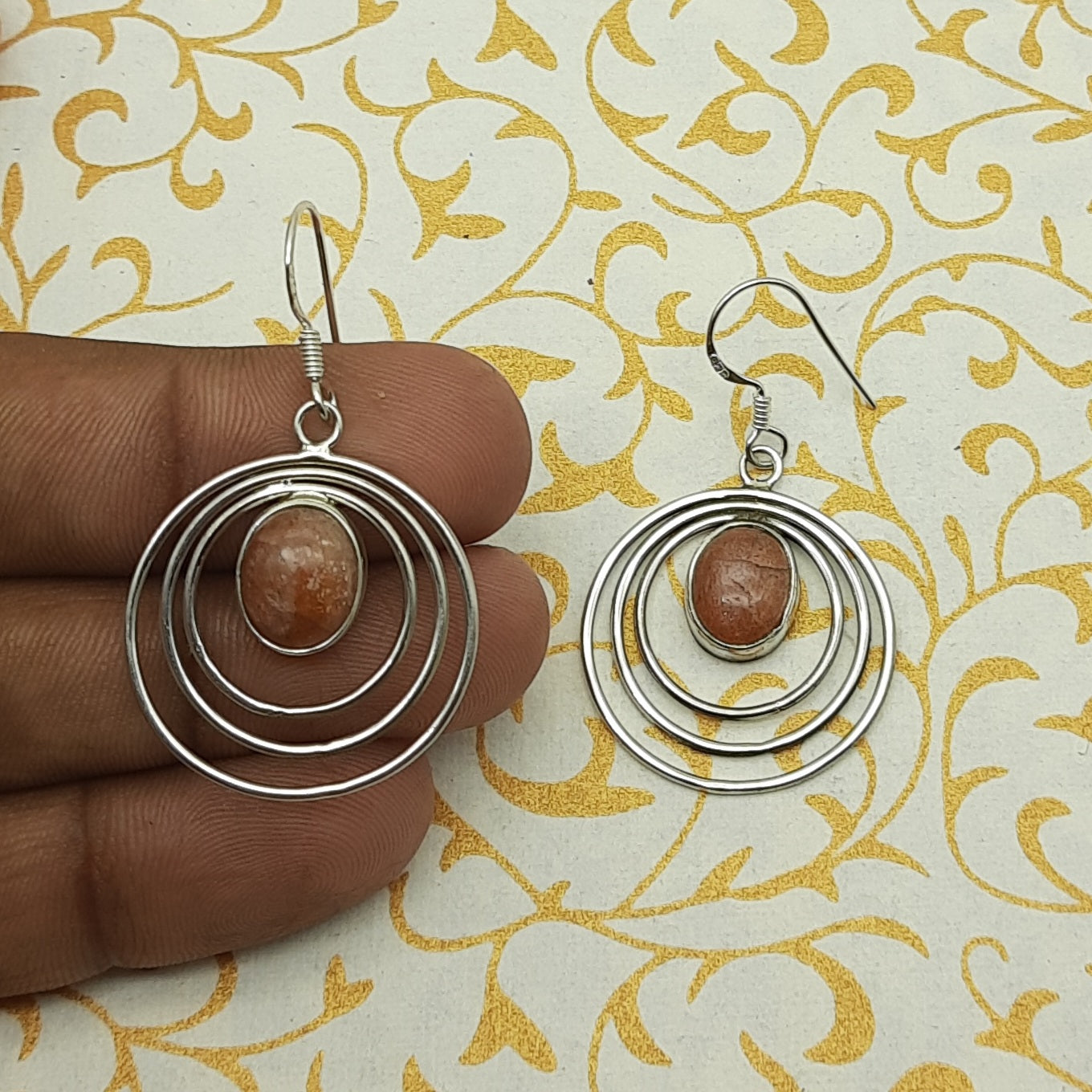 Elegant Sunstone Earrings – 925 Sterling Silver Oval Designs
