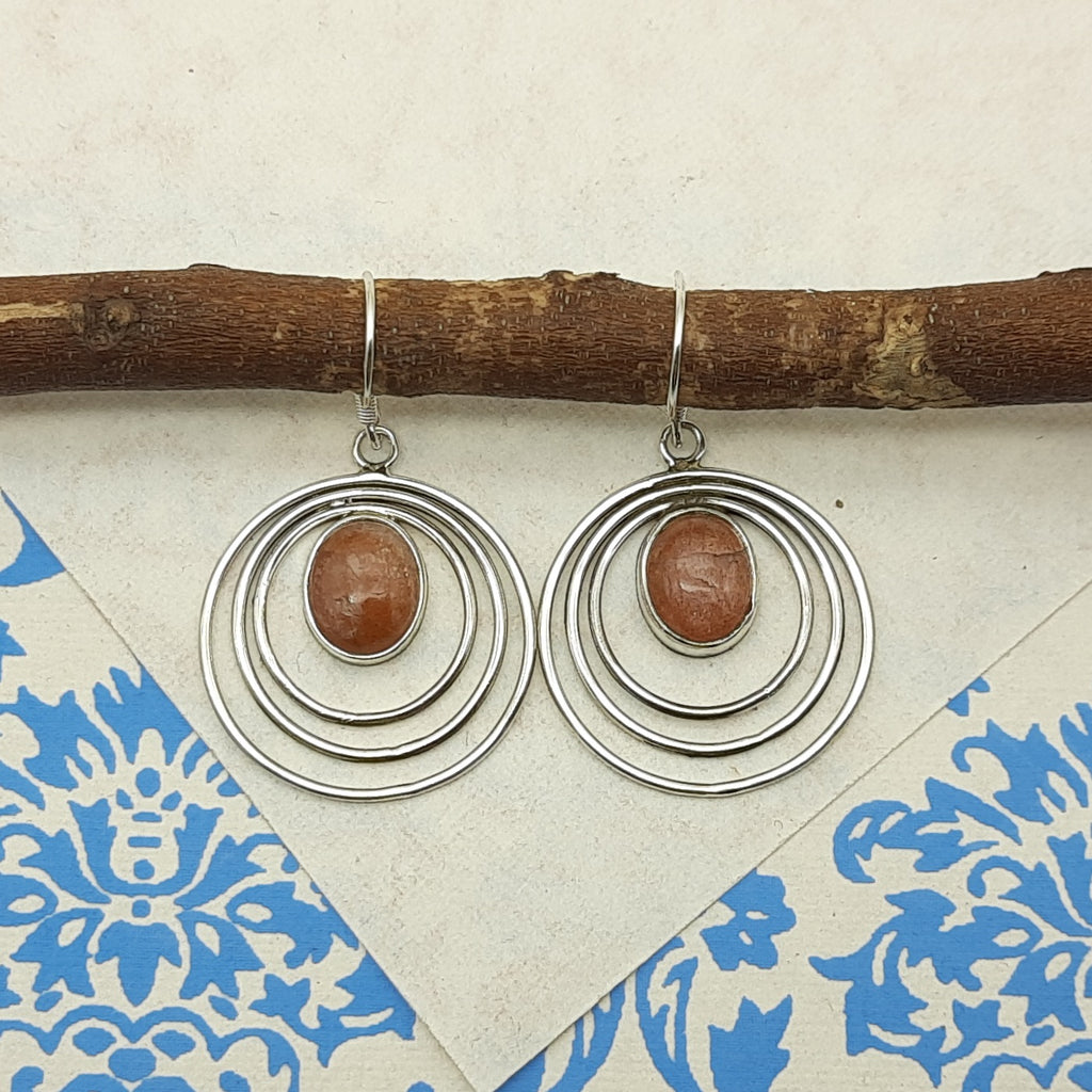Elegant Sunstone Earrings – 925 Sterling Silver Oval Designs