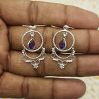 925 Sterling Silver Amethyst Earrings – Dainty Minimal Drop Jewelry