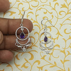 925 Sterling Silver Amethyst Earrings – Dainty Minimal Drop Jewelry