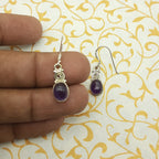 Natural Amethyst Dangle Earrings – Handmade 925 Silver Gemstone Jewelry