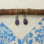 Natural Amethyst Dangle Earrings – Handmade 925 Silver Gemstone Jewelry