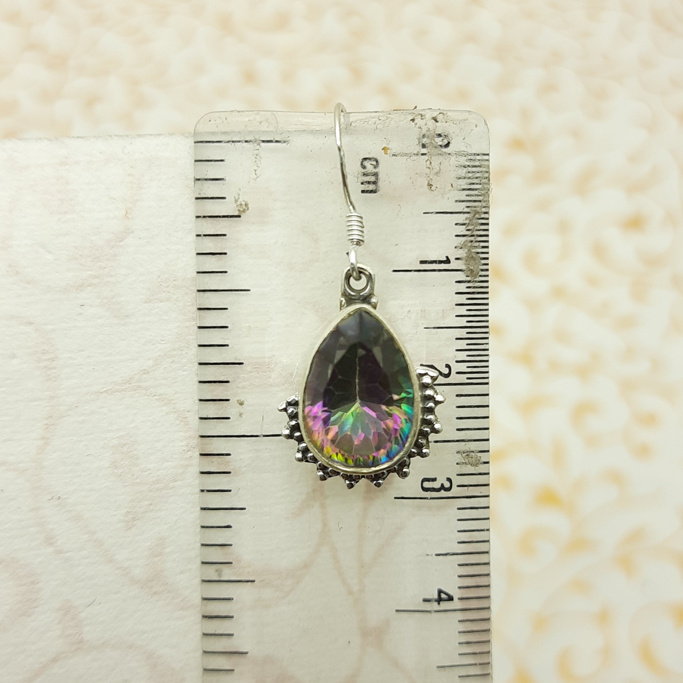Elegant Purple Gemstone 925 Silver Dangle Mystic Topaz Earrings