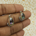 Elegant Purple Gemstone 925 Silver Dangle Mystic Topaz Earrings