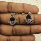 Elegant Purple Gemstone 925 Silver Dangle Mystic Topaz Earrings