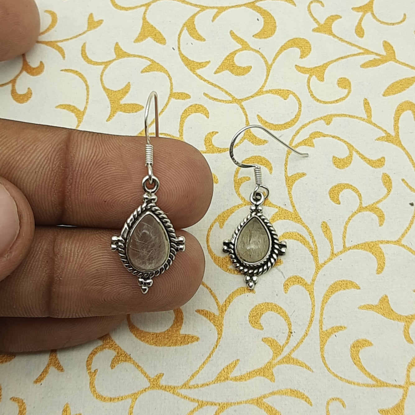 Rutilated Quartz Teardrop 925 Sterling Silver Jewelry