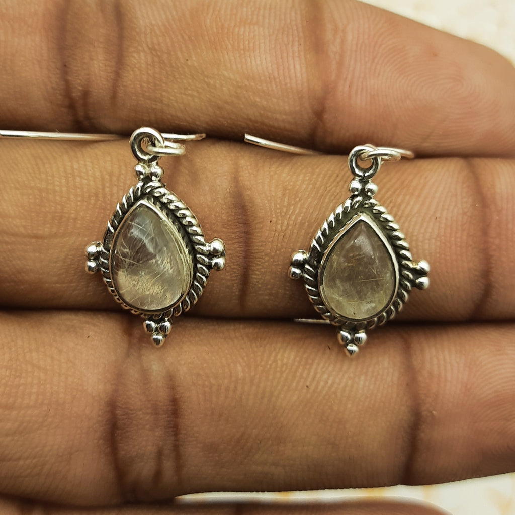 Rutilated Quartz Teardrop 925 Sterling Silver Jewelry