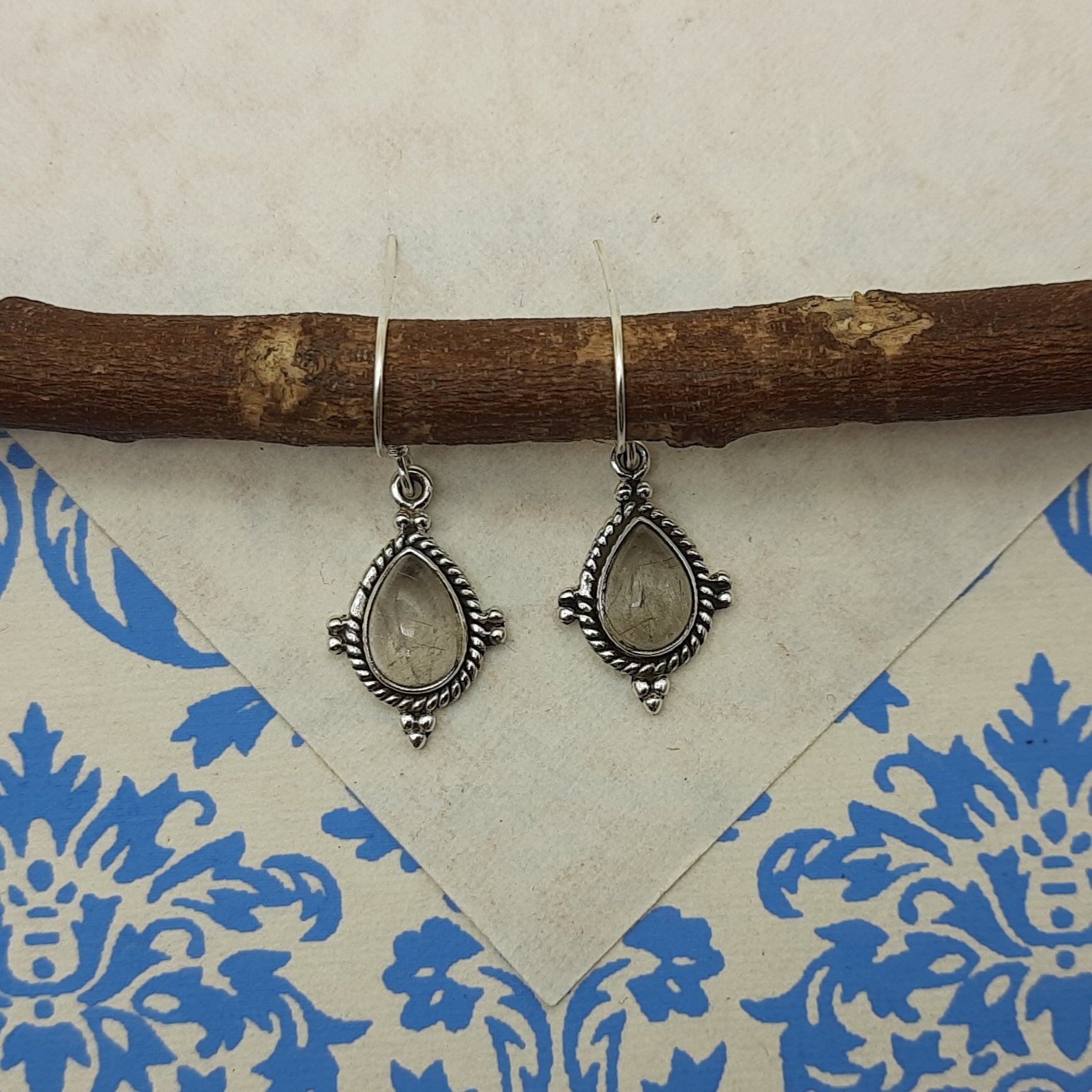 Rutilated Quartz Teardrop 925 Sterling Silver Jewelry