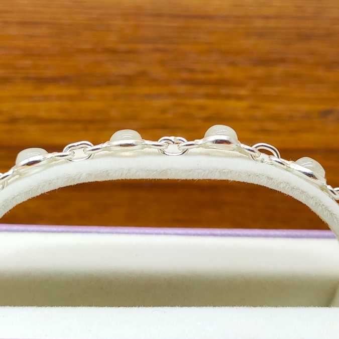 Round Shape Rainbow Moonstone Gemstone Handmade 925 Silver Bezel Bracelet