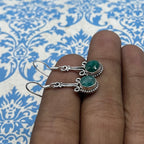 Handcrafted Emerald Dangle Earring –Minimal Boho Design