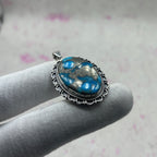 Blue Mohave Turquoise 925 Sterling Silver Handmade Pendant | Vintage Bohemian Pendant