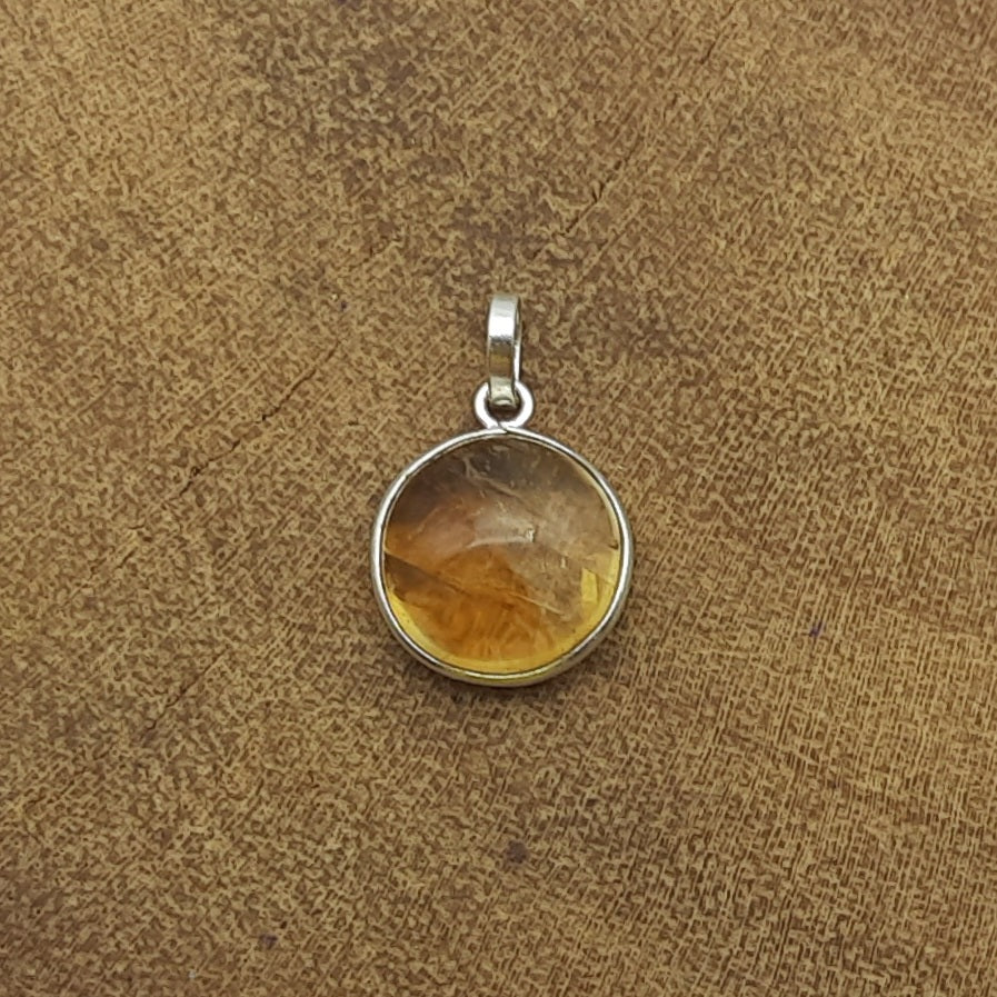 Citrine 925 Silver Hammered Pendant Necklace Gift