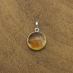 Citrine 925 Silver Hammered Pendant Necklace Gift