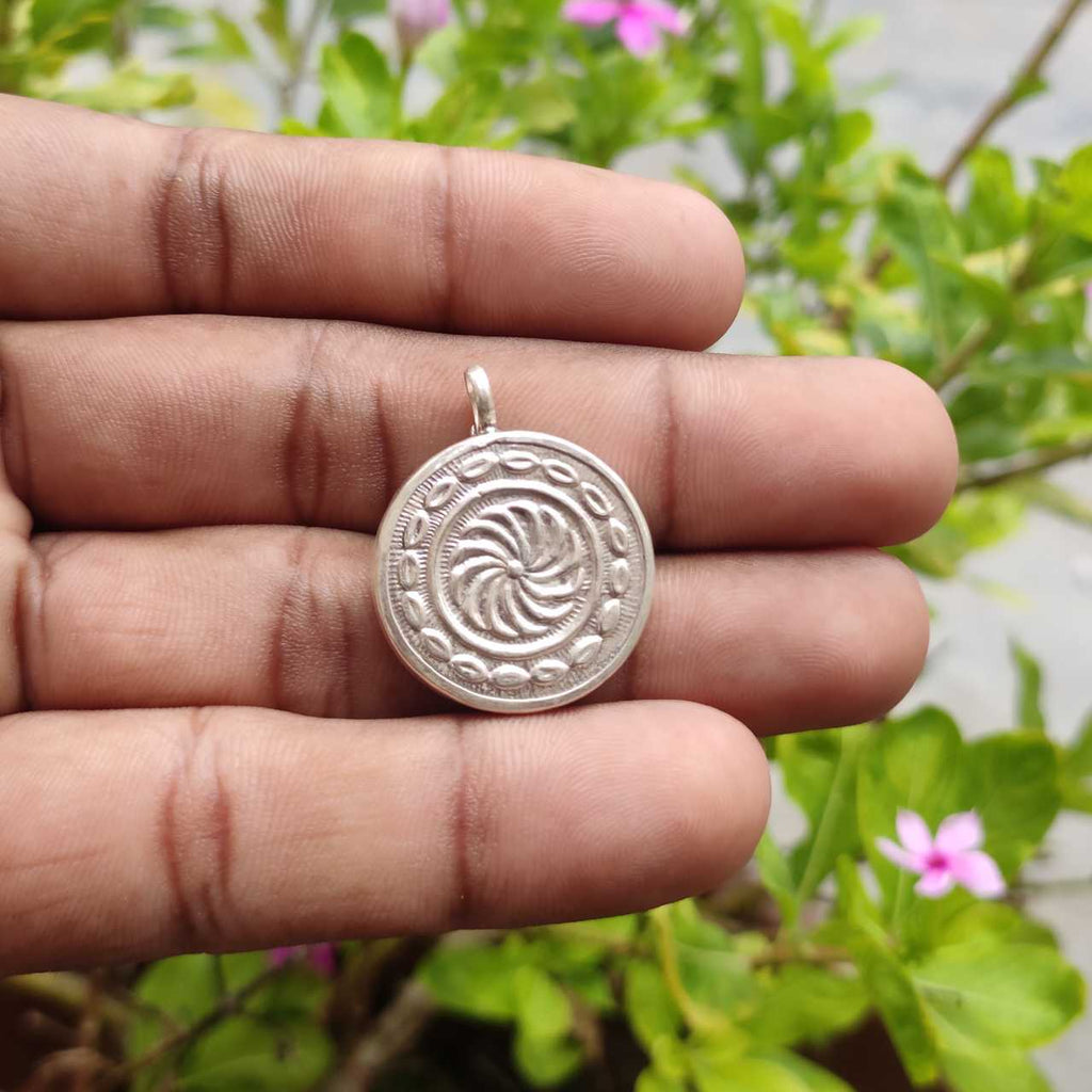 Lakshmi 925 Silver Glass Framed Pendant Boho Handmade