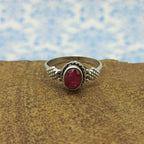 Corundum Ruby Stacking Ring 925 Sterling Silver Lightweight Dainty Ring
