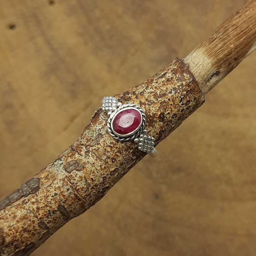 Corundum Ruby Stacking Ring 925 Sterling Silver Lightweight Dainty Ring