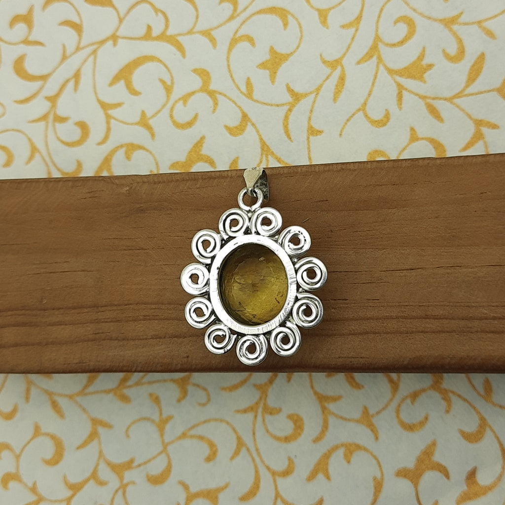 925 Sterling Silver Lemon Topaz Pendant – Natural Gemstone Nepali Handmade Jewelry